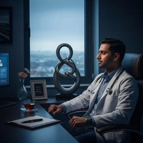 Serenity & Sophistication: South Asian Male Doctor in Tranquil Setting