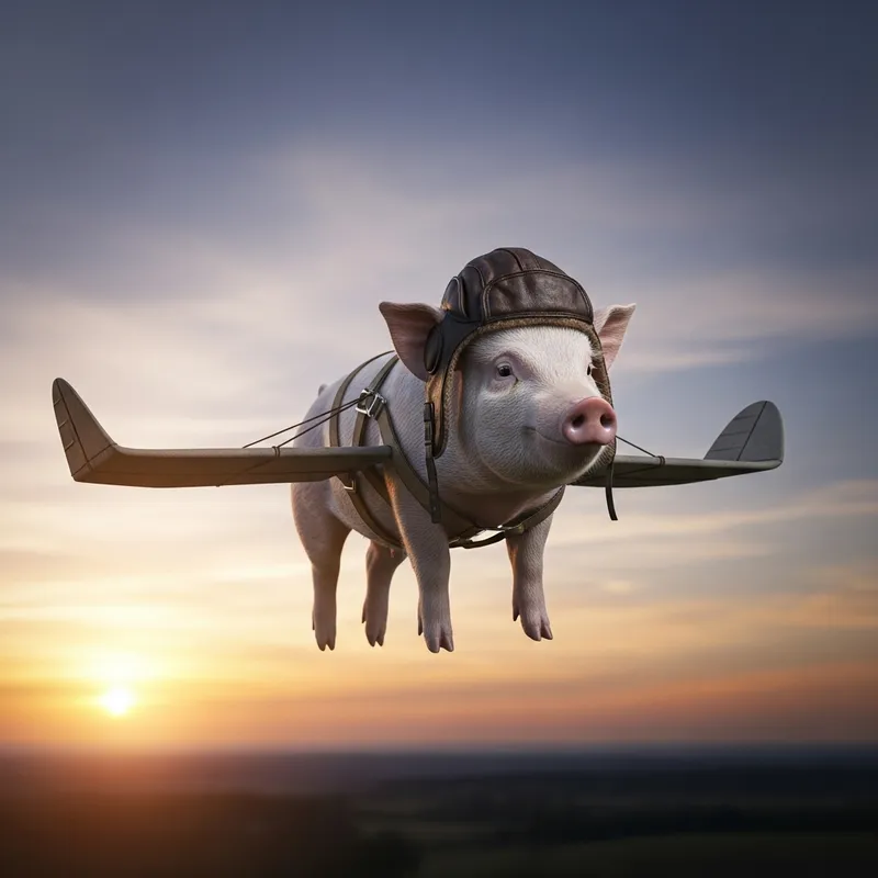 World War 2 Flying Pig: Whimsical Aerial Scene