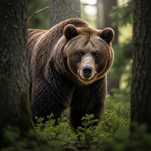 Powerful Brown Bear in Lush Forest | Wildlife Photography