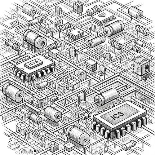Electronics Sketch Art: Detailed Circuit Components