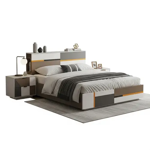 Contemporary Queen Bed with Headboard & Side Tables | Modern Design