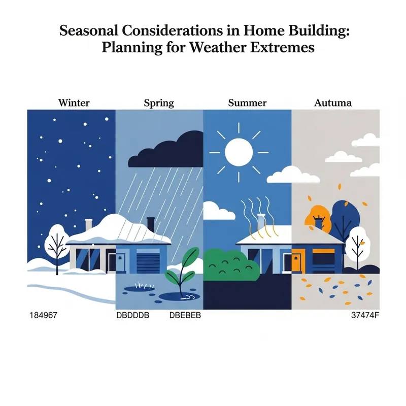 Digital Minimalist Illustration: Home Building for Weather Extremes