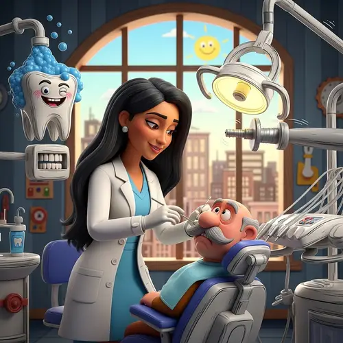 Hispanic Dentist in Vibrant 3D Animation Style