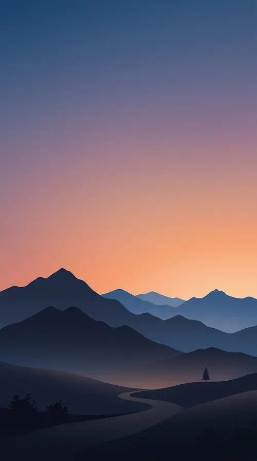 Minimalist Mountain Landscape Phone Wallpaper