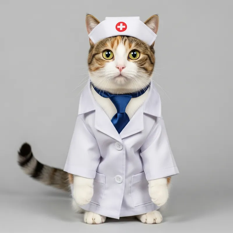 Calico Cat Nurse - Cute Feline in Medical Attire