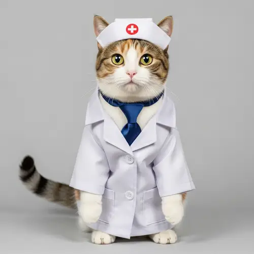 Calico Cat Nurse Costume - Adorable feline in medical attire