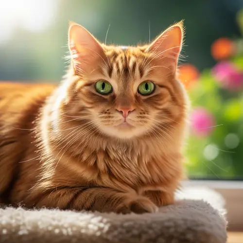 Smiling Cat Portrait: Vibrant, Plush Fur and Sparkling Eyes