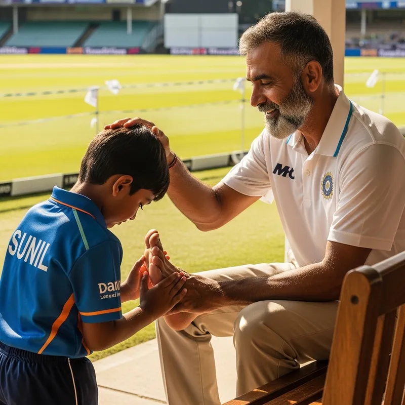 Seasoned Indian Cricketer Blesses Young South Asian Boy