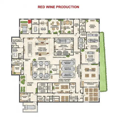 Winery Floor Plan: Red Wine Production Processes & Efficient Layout