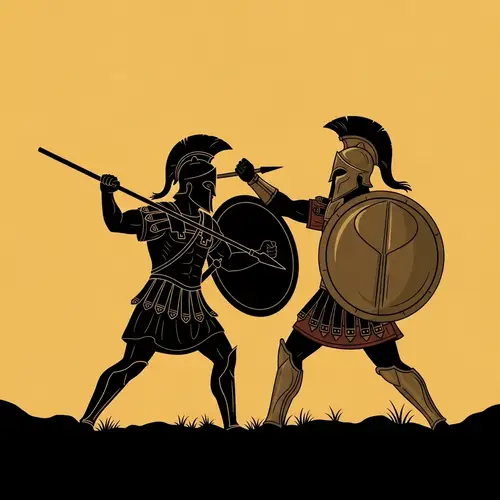 Achilles vs Spartan Soldier: Greek Mythology Art Scene