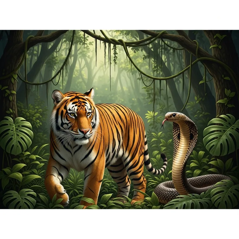 Real Tiger and Cobra Encounter in Jungle | Wildlife Scene