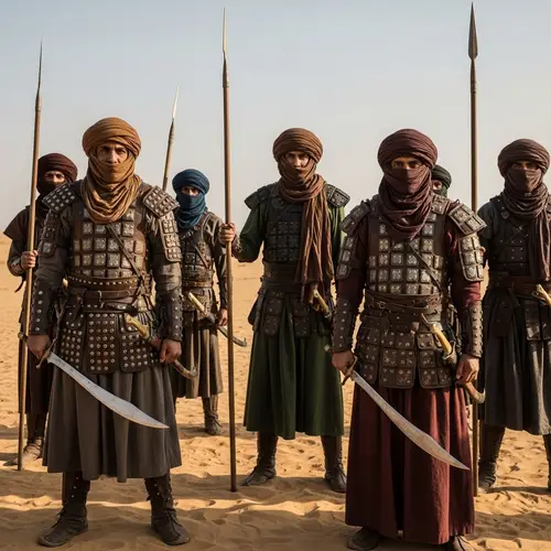 Ancient Arabian Warriors in the Scorching Desert Landscape
