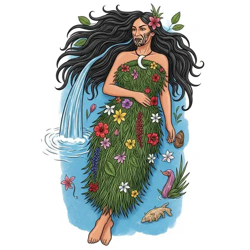 Papatūānuku: Full-Body Illustration of Earth Mother from Māori Mythology