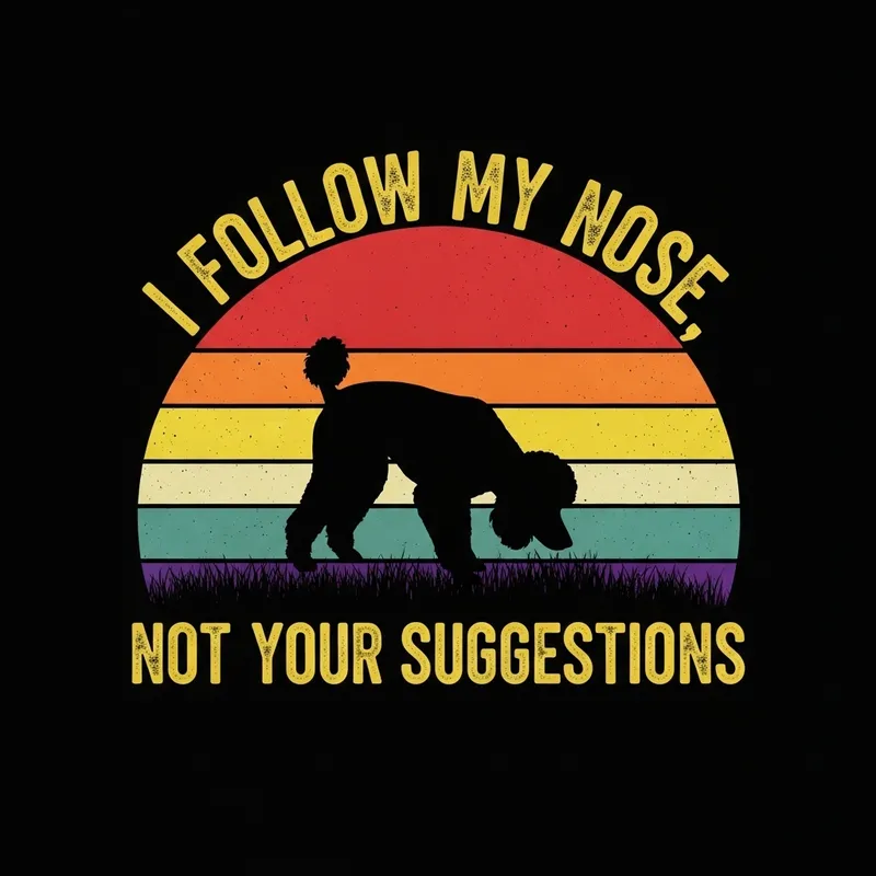 Vintage Sunset Poodle T-Shirt Design | I Follow My Nose | Digital Art