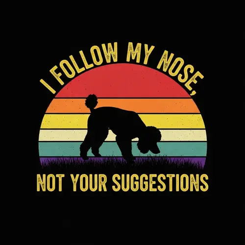 Retro Sunset Poodle T-Shirt Design | Vintage Style Merch