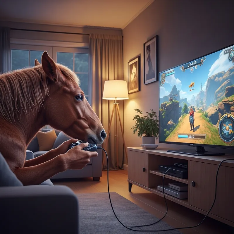 Bronco Playing Video Games: Unusual Wild Horse Entertainer
