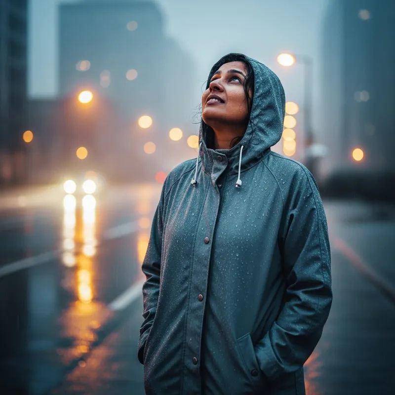 A Person Standing in the Rain Looking at the Sky