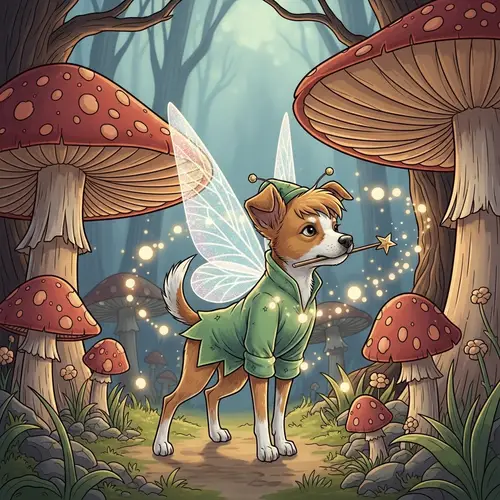 Whimsical Fairy Dog Illustration | Enchanted Graphic Design