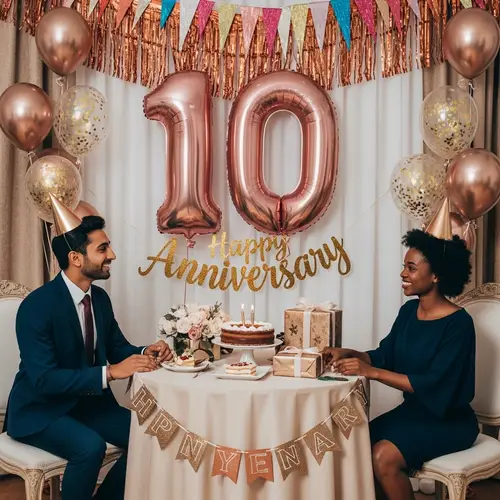 10th Anniversary Celebration: Festive Room with Couple