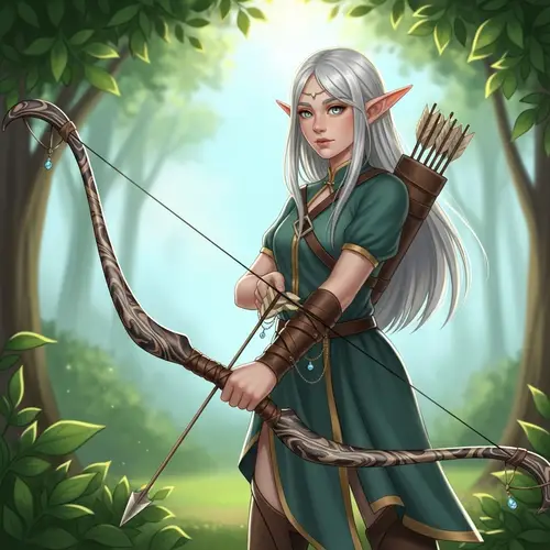 Elven Girl with Magical Beauty - Stunning Bow in Forest