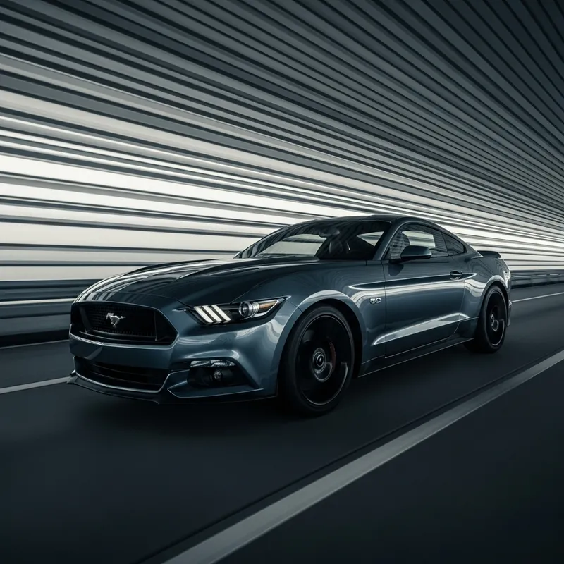 Mustang with Two Vanishing Points: Iconic Design & Speed