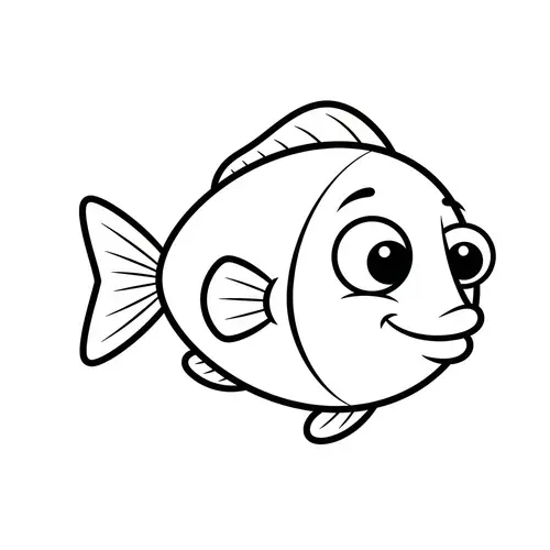 Cute Fish Coloring Page for Kids | Easy Line Art Drawing