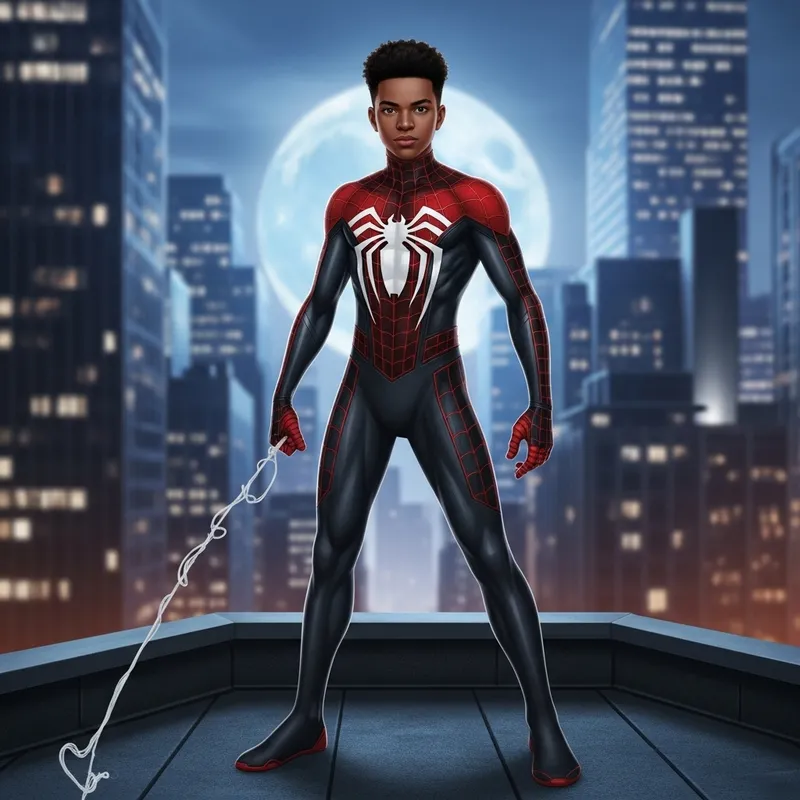 Miles Morales: Futuristic Teenage Superhero | Action Pose Miles Morales: Futuristic Teenage Superhero | Action Pose