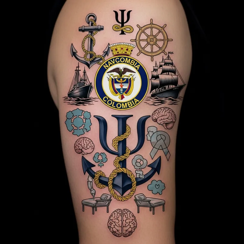 Colombian Navy & Psychology Tattoo Design Colombian Navy & Psychology Tattoo Design