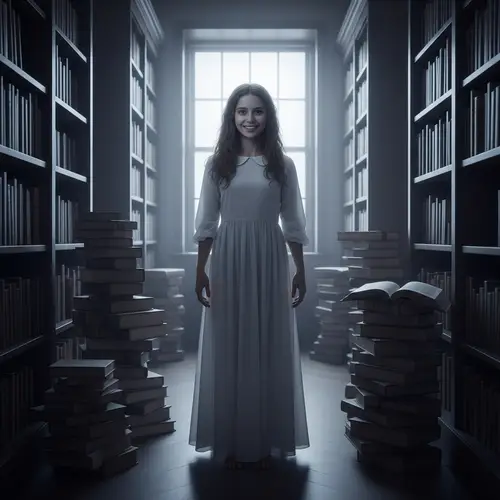 Ethereal Young Girl in Library | Supernatural Spectral Apparition
