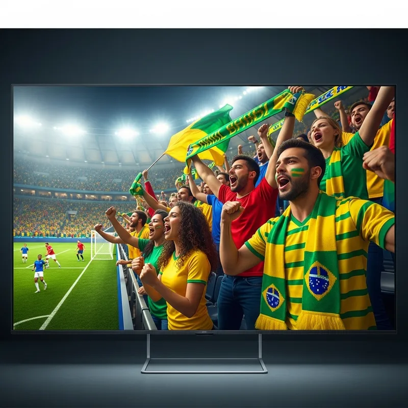 Haier Flat-Screen TV Shows Soccer Fans in Stadium Haier Flat-Screen TV Shows Soccer Fans in Stadium