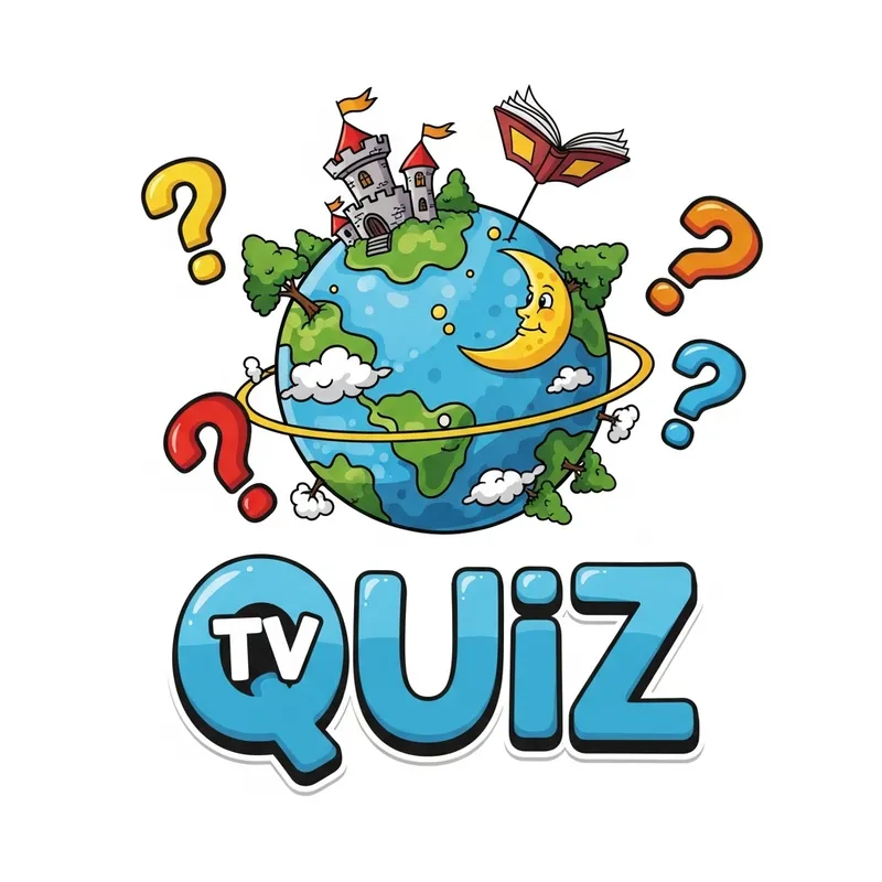 Cartoon-Style Quiz Channel Logo | Vibrant Question Marks & Whimsical Planet