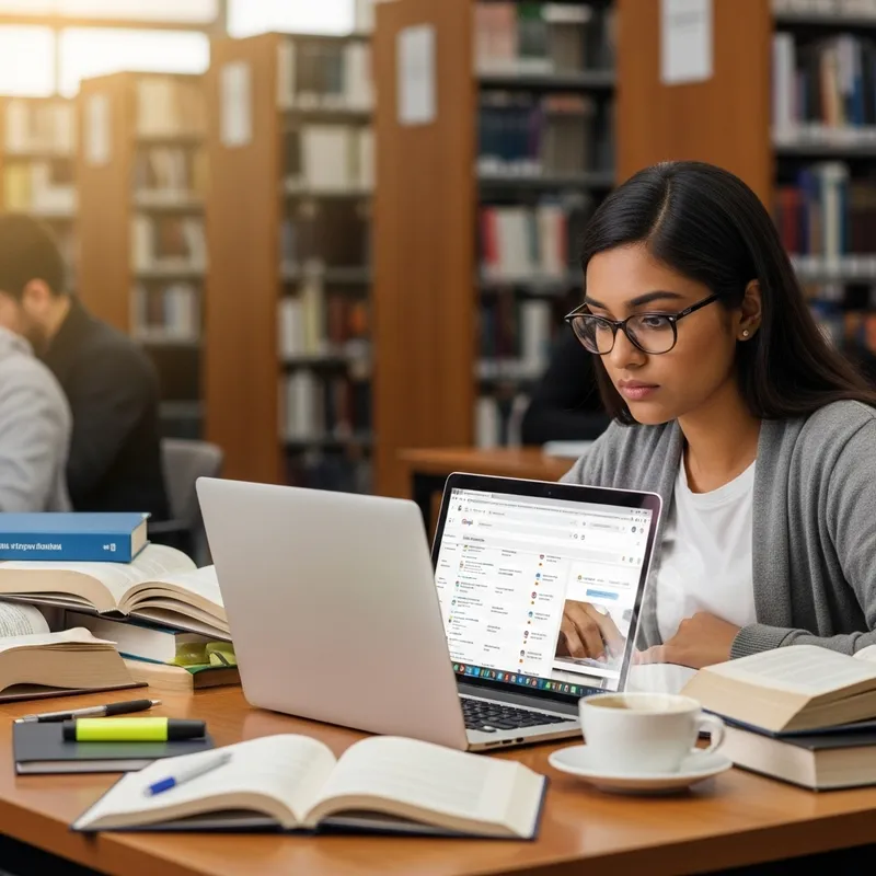 Student Using Google for Research