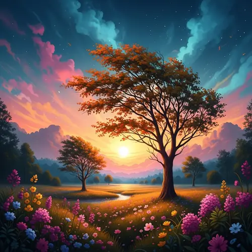 Nature's Beauty: Realism and Abstraction in Stunning Vista