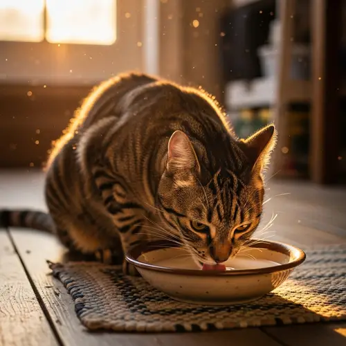 Cat Enjoying Fresh Milk - Cute Cat Image