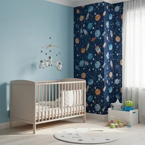 Charming Kids Room with Blue and Space Theme Decor