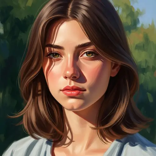 Portrait of a Young Caucasian Woman with Hazel Eyes | Impressionist Style