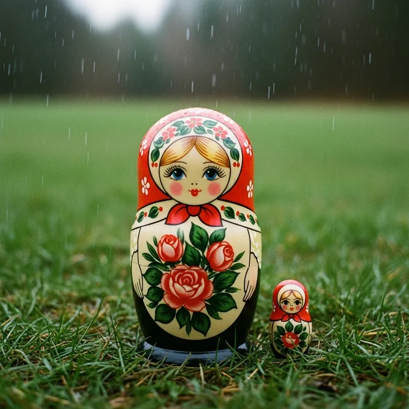 Premium Russian Nesting Doll in Enchanting Spring Rain
