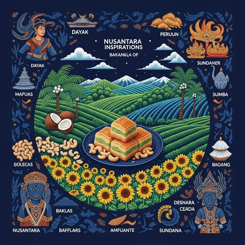 Enchanting Nusantara Baklava Illustration: Dots & Navy Delight