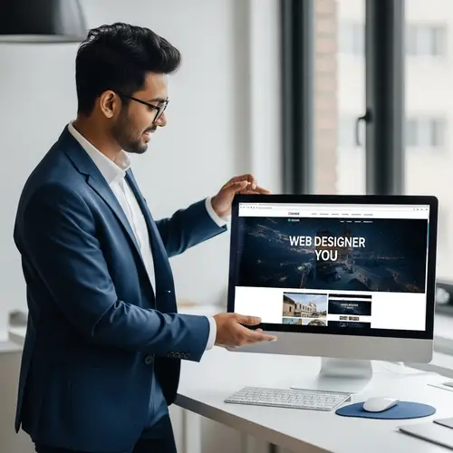 Professional South Asian Entrepreneur Showcasing Spectacular Website