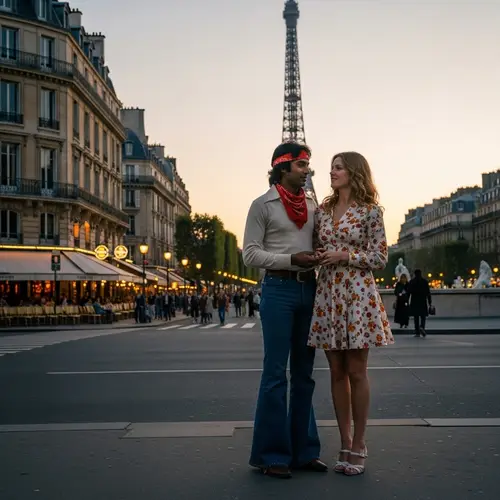 Romantic Couple in Paris 1975 - A Love Story