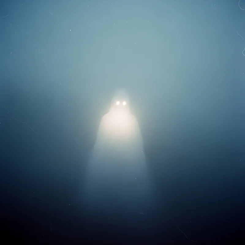Mysterious Figure in Dense Fog | Soft Edges and Ethereal Glow