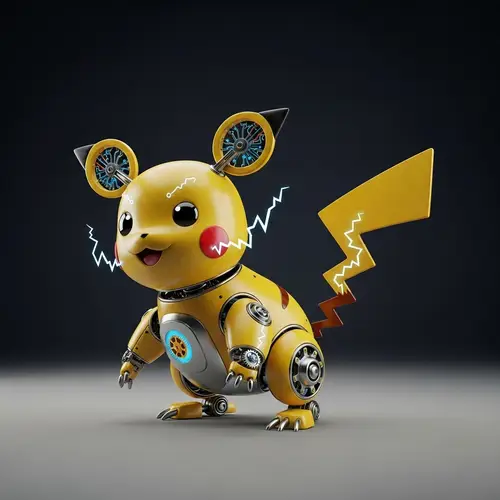 Pikachu Bot with Drive - Modern Robotic Illustration