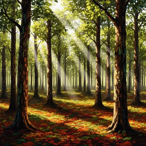 Abstract Forest: Symphony of Color and Texture