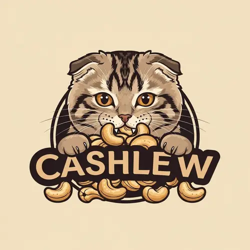 Scottish Cat Munching on Cashew Nuts Logo