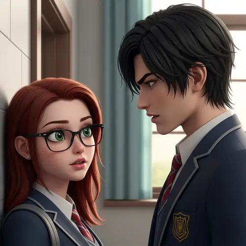 Tense School Rivalry: Red-haired Girl vs. Tall Boy