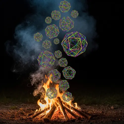 Campfire Smoke Transforms into Colorful Geometric Fractal
