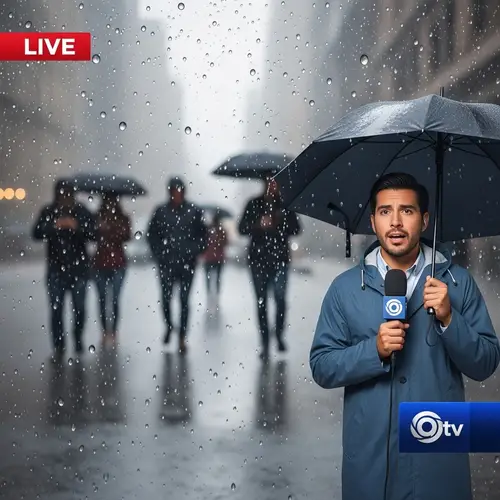 Hispanic Weather Journalist Reports Live News on Heavy Rainstorm
