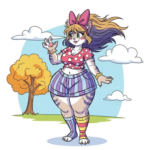 Curvy Anthro Female Cartoon Illustration