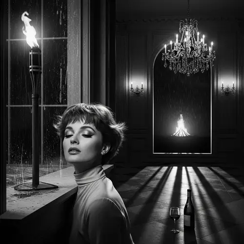 1950s Hollywood Glam: A Breathtaking Black & White Scene