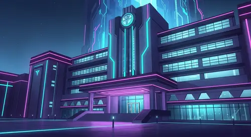 Futuristic School Building | Neon Architecture Design